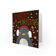Snow Earmuffs Penguin Christmas Card thumbnail 2