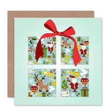 Santa Decorations Present Christmas Card