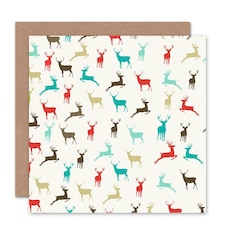 Multi Colour Pattern Deer Christmas Card