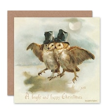 Merry Xmas Friendly English Gents Owl Christmas Card