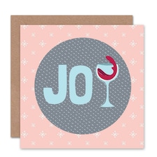 Xmas Merry Red Wine Joy Fun Present Christmas Card