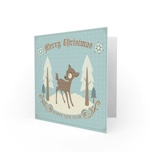 Deer And Winter Trees Vintage Style Christmas Card thumbnail 2