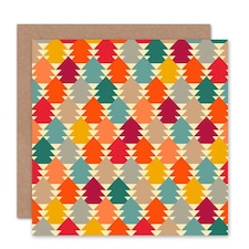 Colourful Tree Pattern Christmas Card