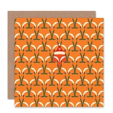 Cartoon Fox Santa Hat Animal Pattern Christmas Card