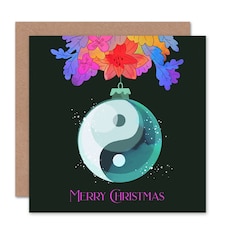 Chinese Yin Yang Bauble Modern Christmas Card