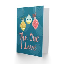 To The One I Love Baubles Heart Pattern Christmas Card thumbnail 2