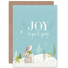 Joy To You Yours Snow Bunny Rabbit Christmas Card