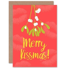 Mistletoe Merry Kissmas Pun Christmas Card