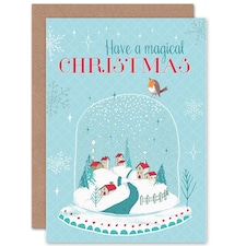 Magical Snow Globe Village Christmas Card