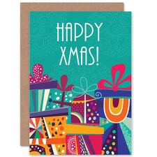 Happy Xmas Presents Modern Colourful Abstract Christmas Card