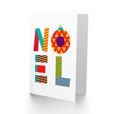 Noel Colourful Patchwork Pattern Christmas Card thumbnail 2