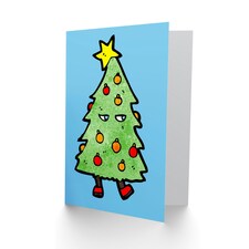 Cool Walking Xmas Tree Cartoon Child Kids Christmas Card thumbnail 2