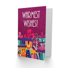 Warmest Wishes Presents Gifts Purple Xmas Christmas Card thumbnail 2
