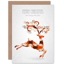 Merry Xmas Reindeer Santa Christmas Card