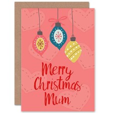 Baubles Love Hearts For Mum Christmas Card