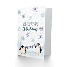 Funny Pun Cute Penguins Beginning To Look Like Christmas Card thumbnail 2