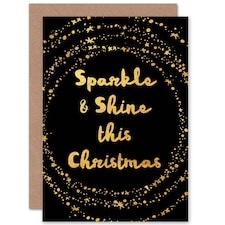 Sparkle and Shine Gold on Black Christmas Card