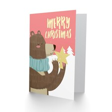 Cute Bear Holding Star Tree Topper Cartoon Christmas Card thumbnail 2