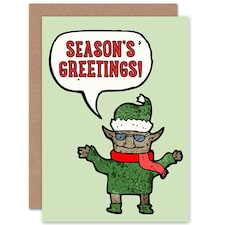 Cool Elf Season Cartoon Christmas Card