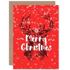 Xmas Merry Rudolf Reindeer Christmas Card