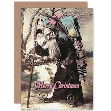 Xmas Merry Curling Santa Toys Present Christmas Card