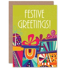 Festive Gift Green Presents Xmas Christmas Card