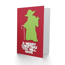 Candy Cane Jedi Master Silhouette Funny Christmas Card thumbnail 2