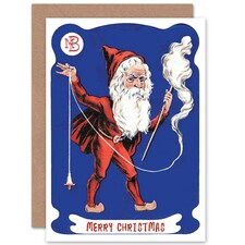 Xmas Merry Santa Spinning Wool Present Christmas Card