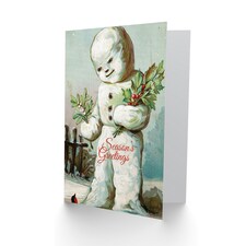 Merry Xmas Holly Mistletoe Snowman Christmas Card thumbnail 2