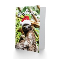 Xmas Merry Sleepy Santa Present Sloth Christmas Card thumbnail 2