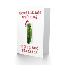 Xmas Merry Gherkin Tidings Present Christmas Card thumbnail 2