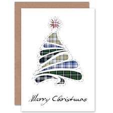 Xmas Merry Tartan Design Tree Scottish Christmas Card