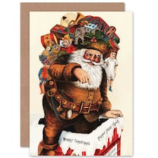 Xmas Merry Old Santa Claus Present Christmas Card