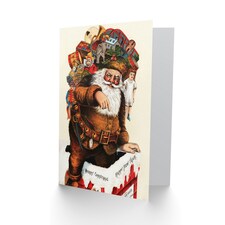 Xmas Merry Old Santa Claus Present Christmas Card thumbnail 2