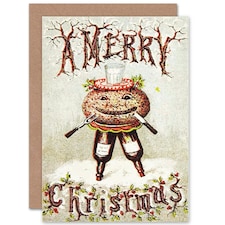 Xmas Plum Duff Pudding Funny Christmas Card