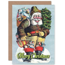 Xmas Merry Old Santa Present Christmas Card