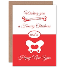 Merry Xmas Bone Hip Femur Theme Pun Fun Weird Christmas Card