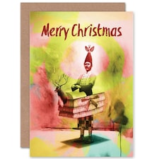 Xmas Merry Bizarre Festive Fellow Present Christmas Card