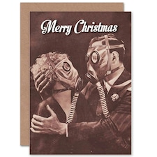 Alternative Xmas Bizarre Gas Mask Funny Christmas Card