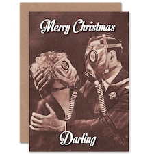 Alternative Xmas Gas Mask Love Weird Christmas Card