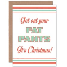 Xmas Merry Fat Pants Fun Present Christmas Card