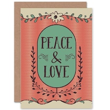 Peace And Love Simple Vintage Style Christmas Card