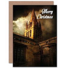 Xmas Church Steeple Lightning Christmas Card