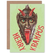 Merry Krampus Alpine Xmas Santa Devil Funny Christmas Card
