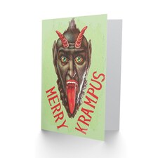Merry Krampus Alpine Xmas Santa Devil Funny Christmas Card thumbnail 2