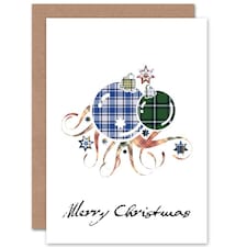 Xmas Merry Tartan Bauble Scottish Fun Christmas Card