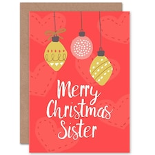 Baubles Love Hearts For Sister Christmas Card