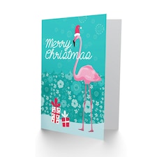 Santa Hat Flamingo Bird With Xmas Presents Christmas Card thumbnail 2