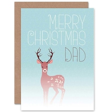 Cute Reindeer Deer in Winter Mist Christmas Dad Card