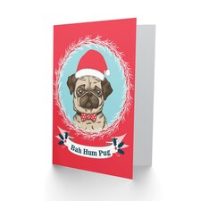 Bah Hum Pug Dog Humbug Santa Xmas Christmas Card thumbnail 2